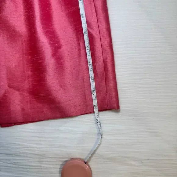 Alice + Olivia Toni Paper-Bag Skirt Satin Pink Women’s 8 Pencil Office Barbie - Picture 8 of 16